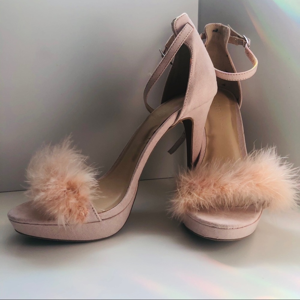 Feather Ankle Strap Heels